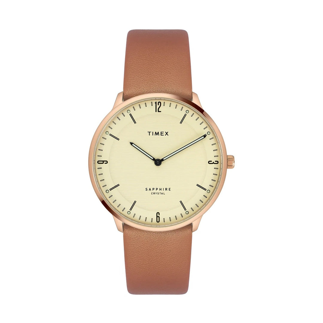 Timex Fashion Beige Dial Round Case 2 Hands Function Men's Watch -TWEG22101