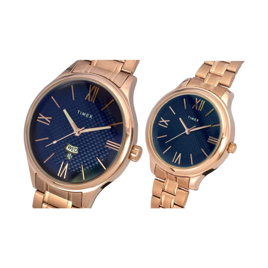 Timex Empera Analog Blue Dial Couple Watch -TW00PR284