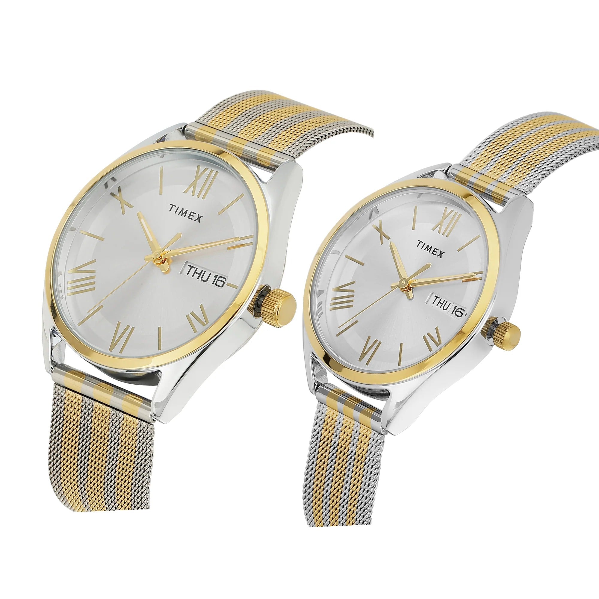 Timex Trendline Quartz Silver Dial Analog Mesh Couple Watch TW00PR352