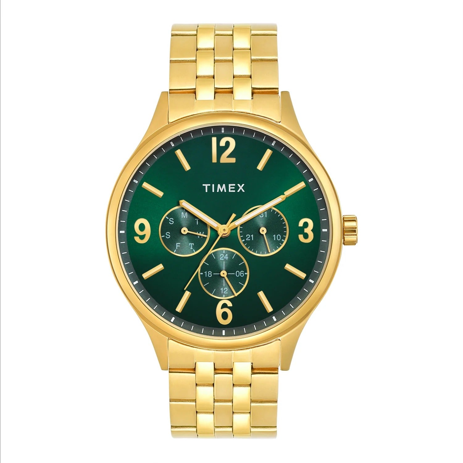 Timex Fashion Quartz Green Dial Multi-Function Stainless Steel  Men's Watch TWEG18440