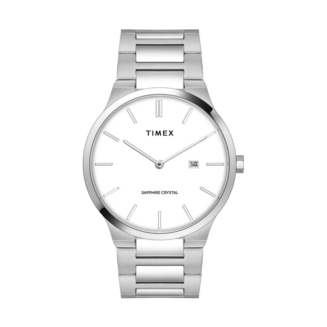 Timex E Class Quartz White Dial Analog Stainless Steel Men's Watch TWEG23600