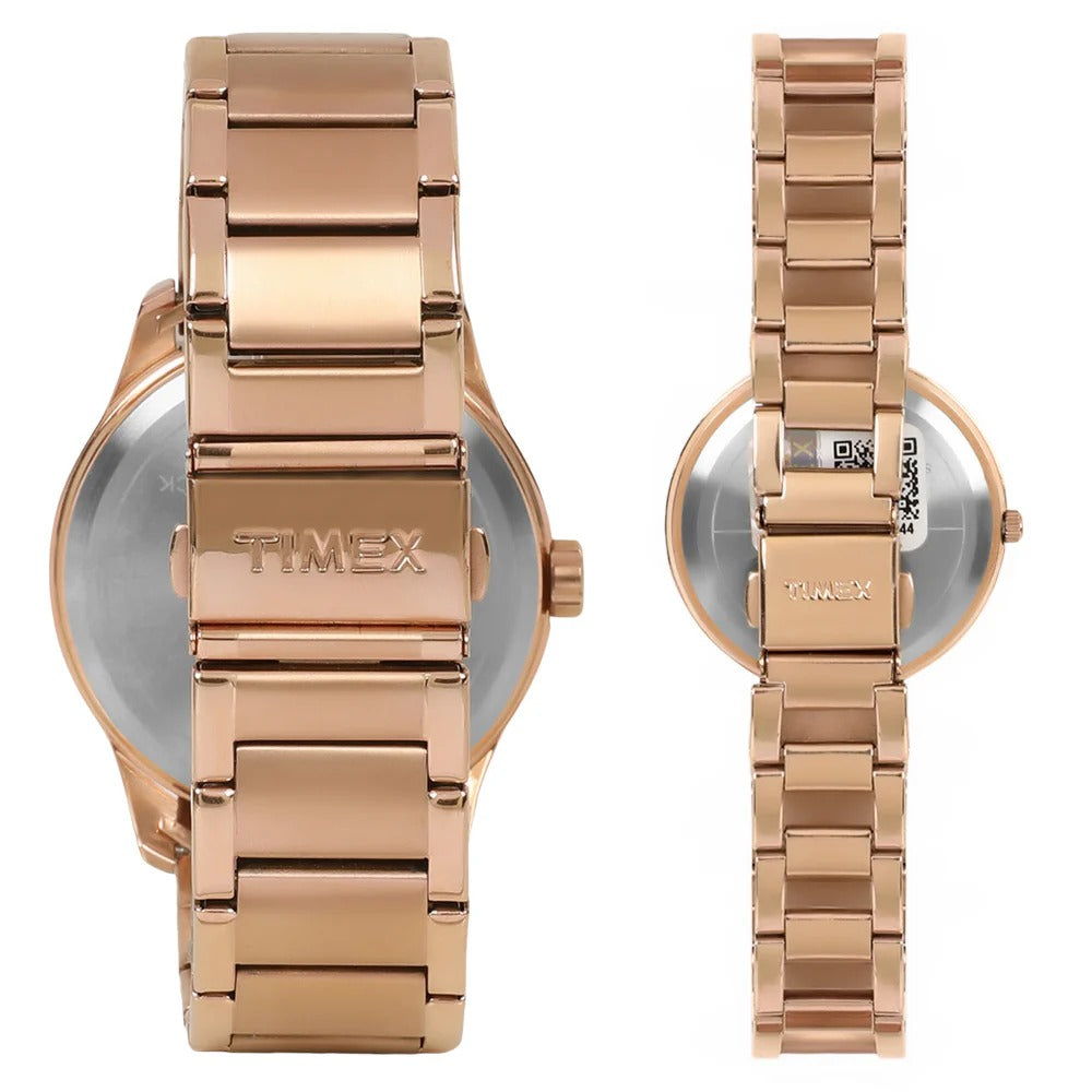 Timex Empera Couple Quartz Rose Gold Dial Multi-Function Stainless Steel Watch TW00PR266
