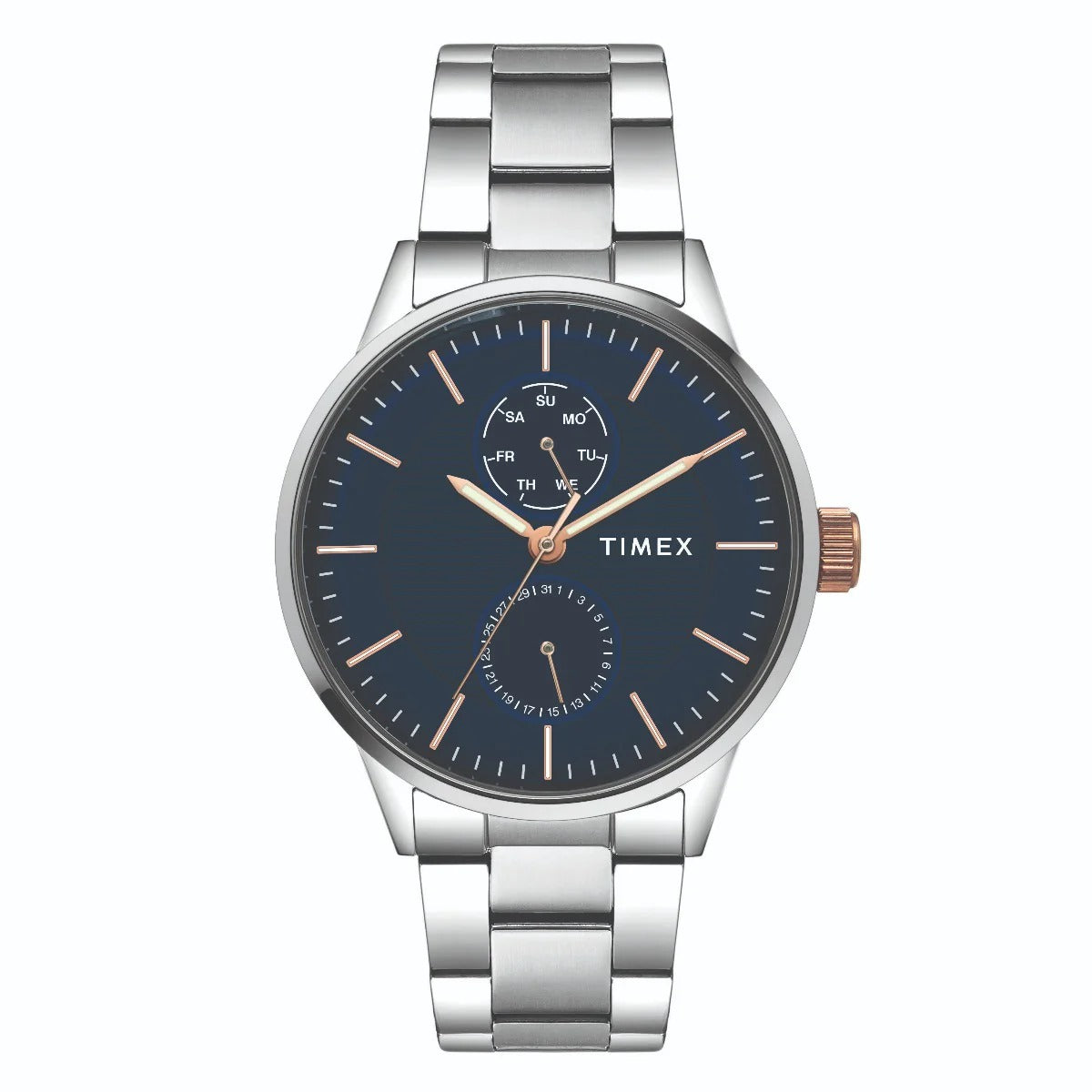 Timex Fashion Quartz Blue Dial Multi-Function Stainless Steel Men's Watch TWEG19901