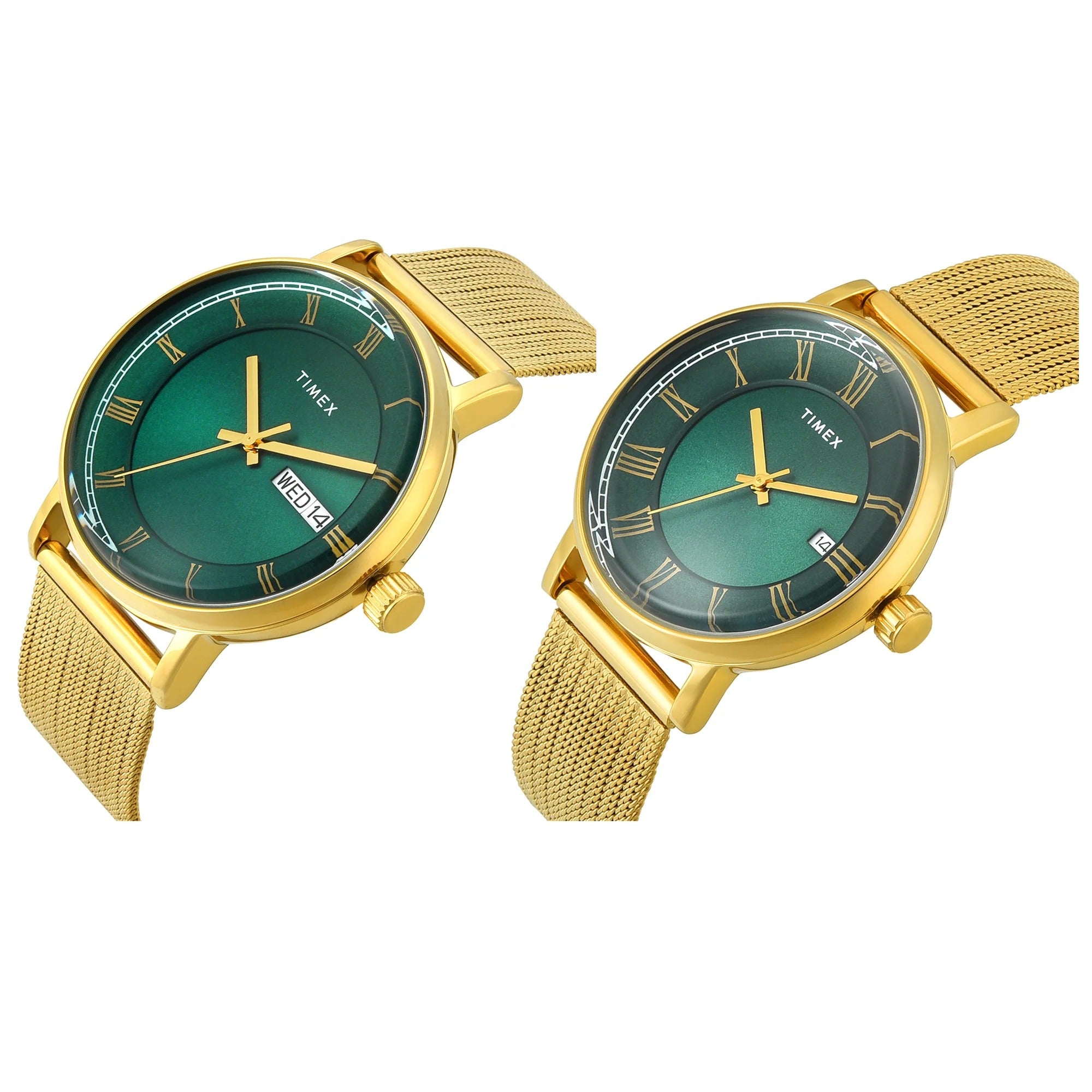 Timex Trendline Quartz Green Dial Analog Mesh Couple Watch TW00PR342