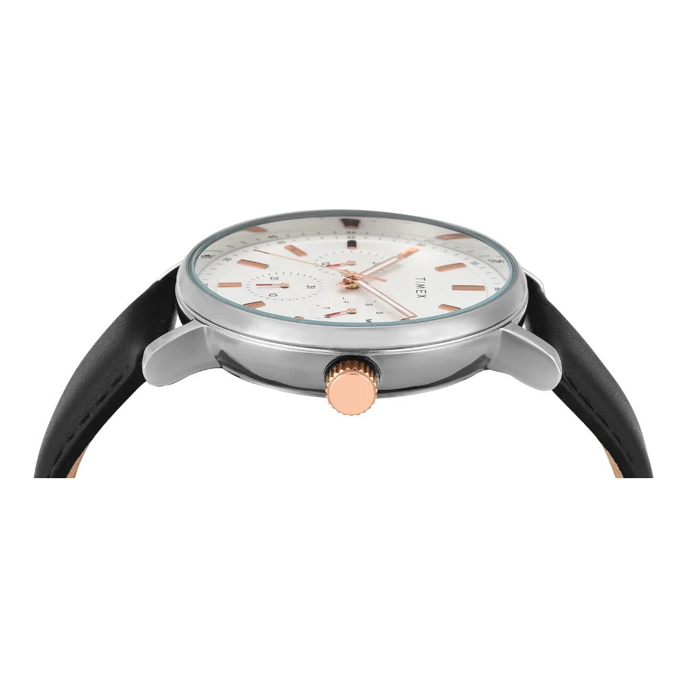 Timex Fashion Quartz White Dial Multi-Function Leather Men's Watch TWEG20021