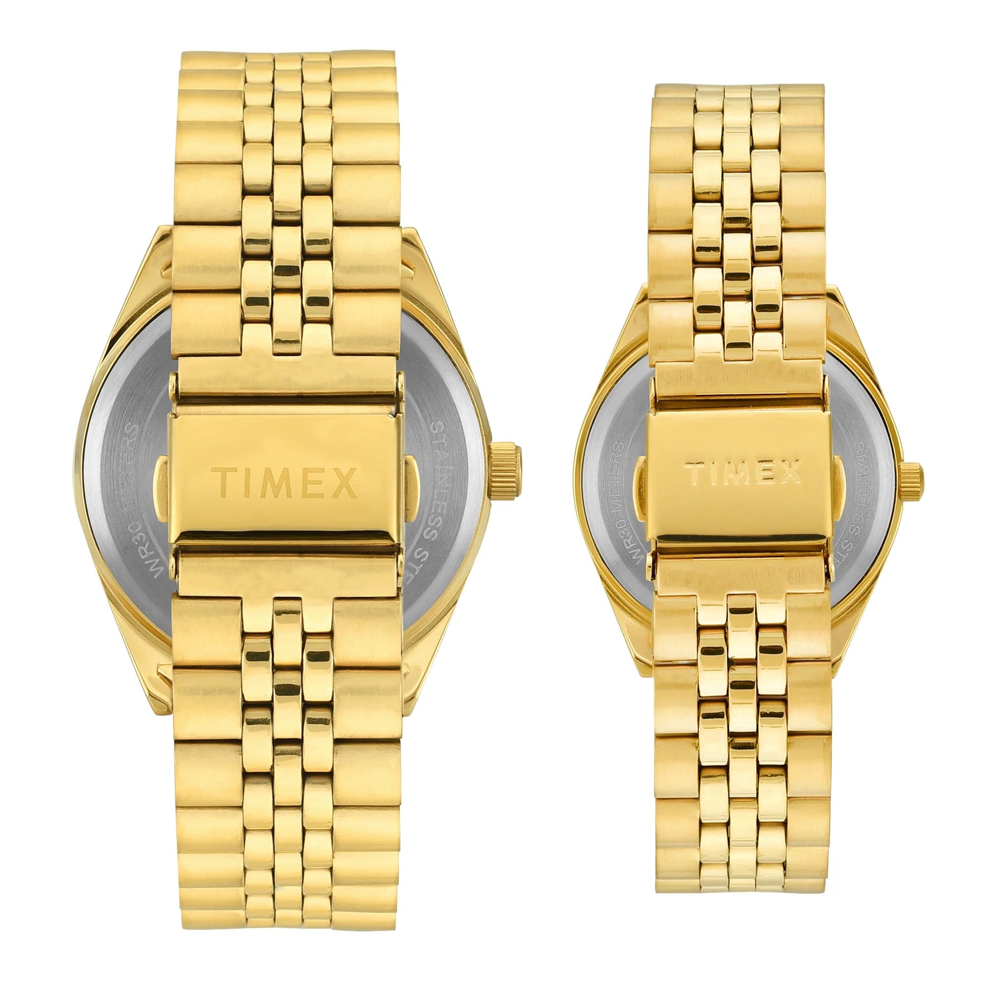 Timex Trendline Champagne Dial Analog Couple Pair Watch TW00PR345