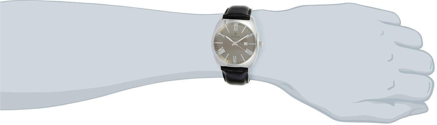 Titan Quartz Analog with Date Grey Dial Leather Strap Watch for Men - 9476SL05J