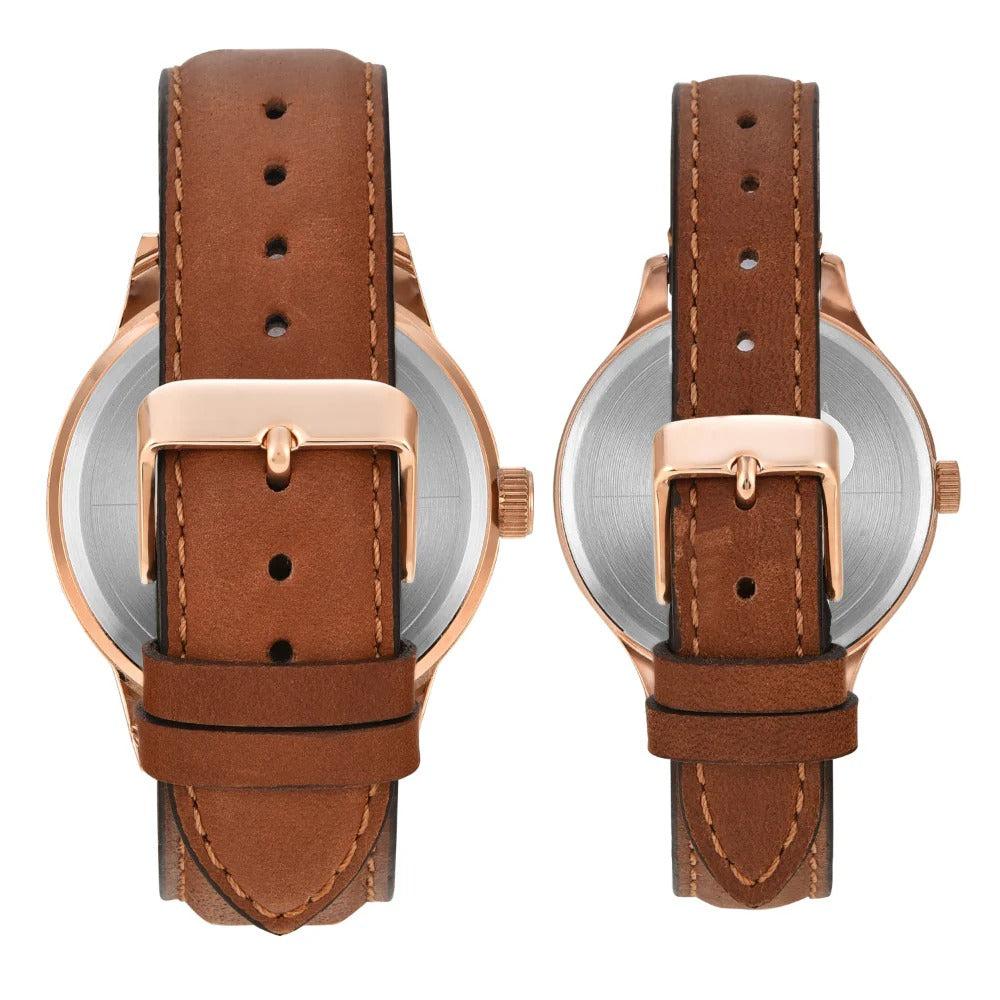 Timex Multi-Function Quartz Blue Dial Leather Couple Watch TW00PR302
