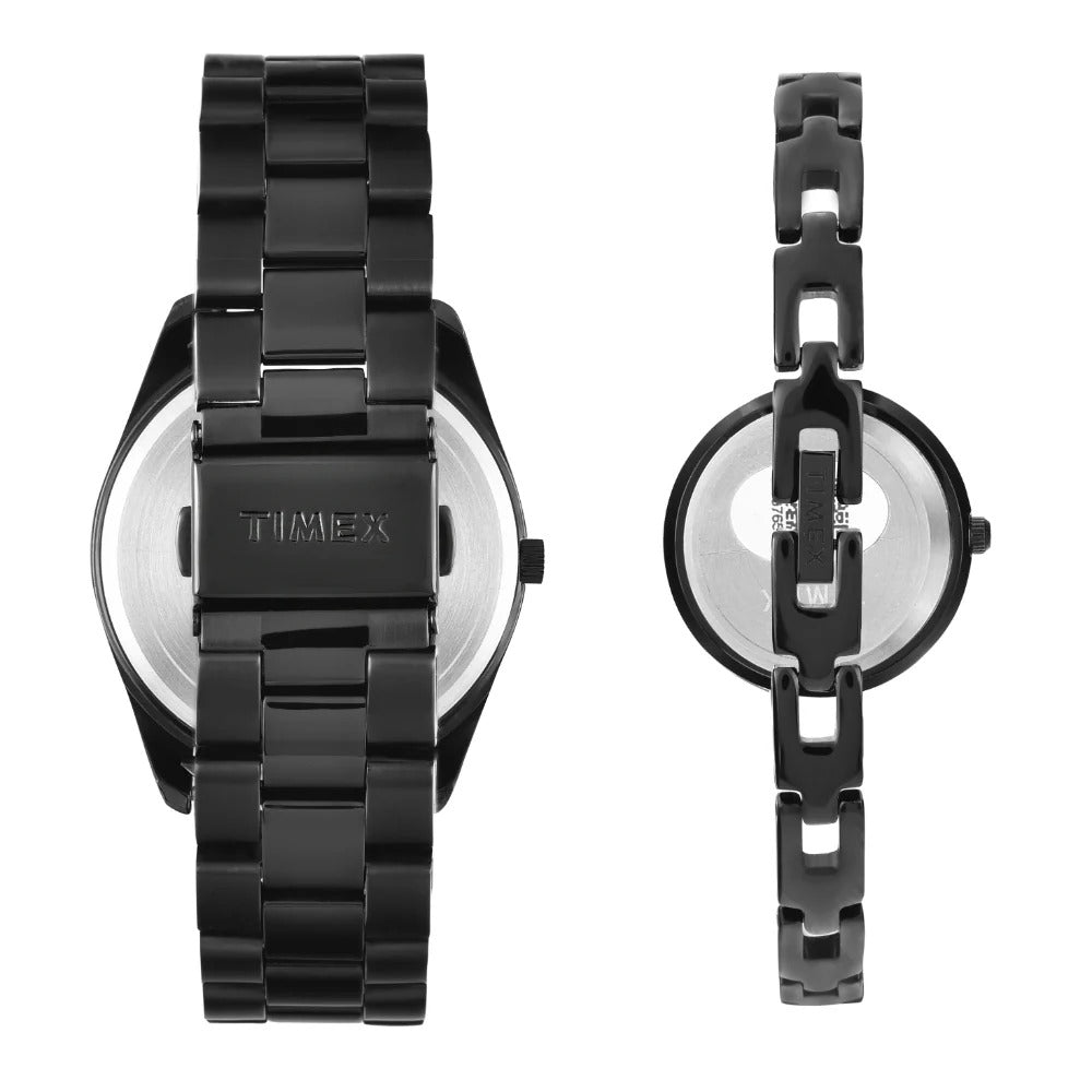 Timex Fashion Quartz Black Dial Analog Stainless Steel Couple Watch - TW00PR310