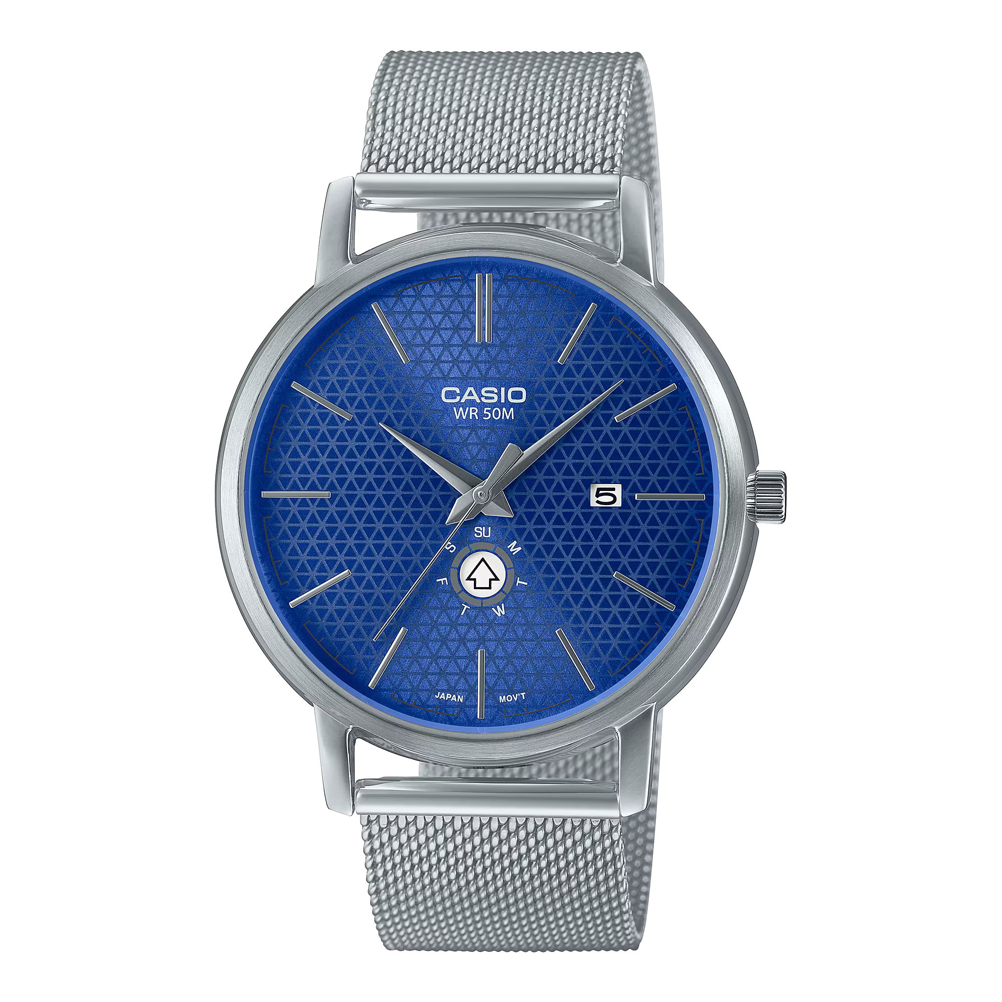 Casio Enticer Blue Dial Stainless Steel Mesh Strap Analog Men's Watch MTP-B125M-2AVDF [A2058]