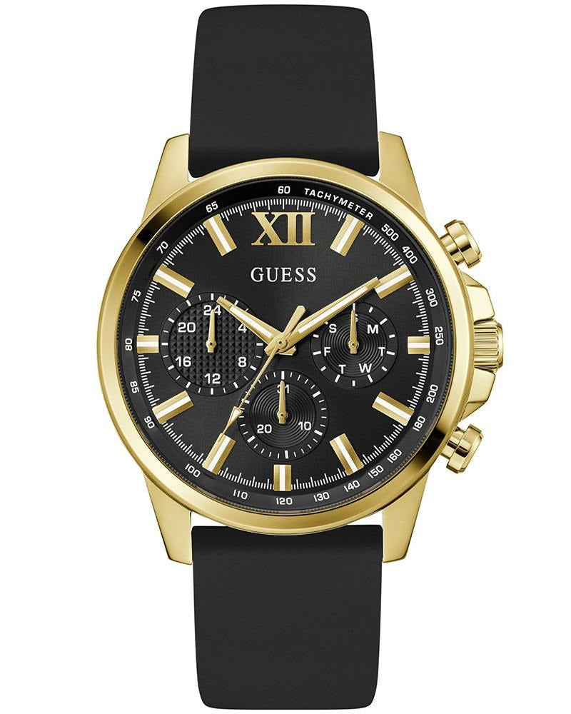 Guess Dress Quartz Black Dial Chronograph Silicone Men's Watch GW0913G2