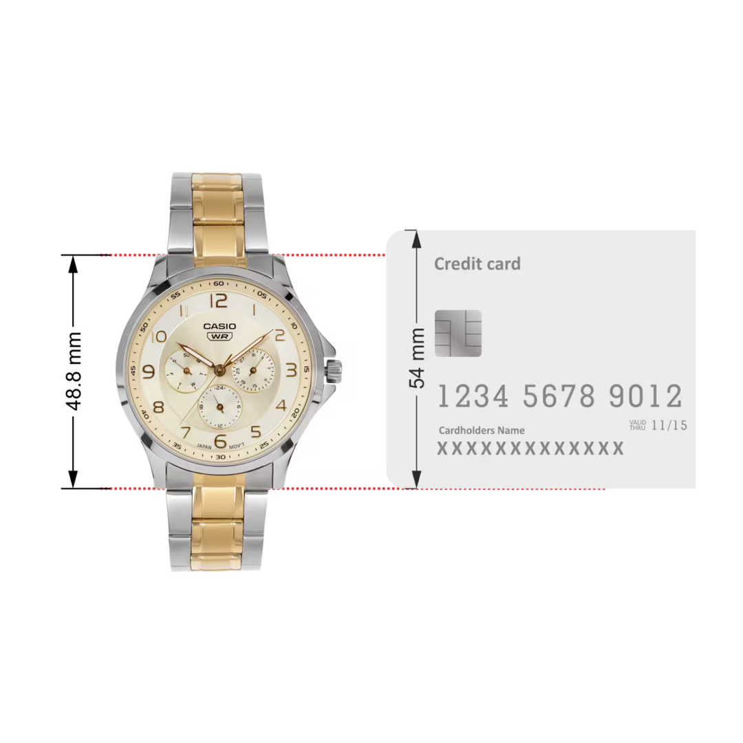 Casio Enticer Analog Yellow Dial Tow-tone Stainless Steel Bracelet Men's Watch MTP-SN2KSG-9A [A2453]
